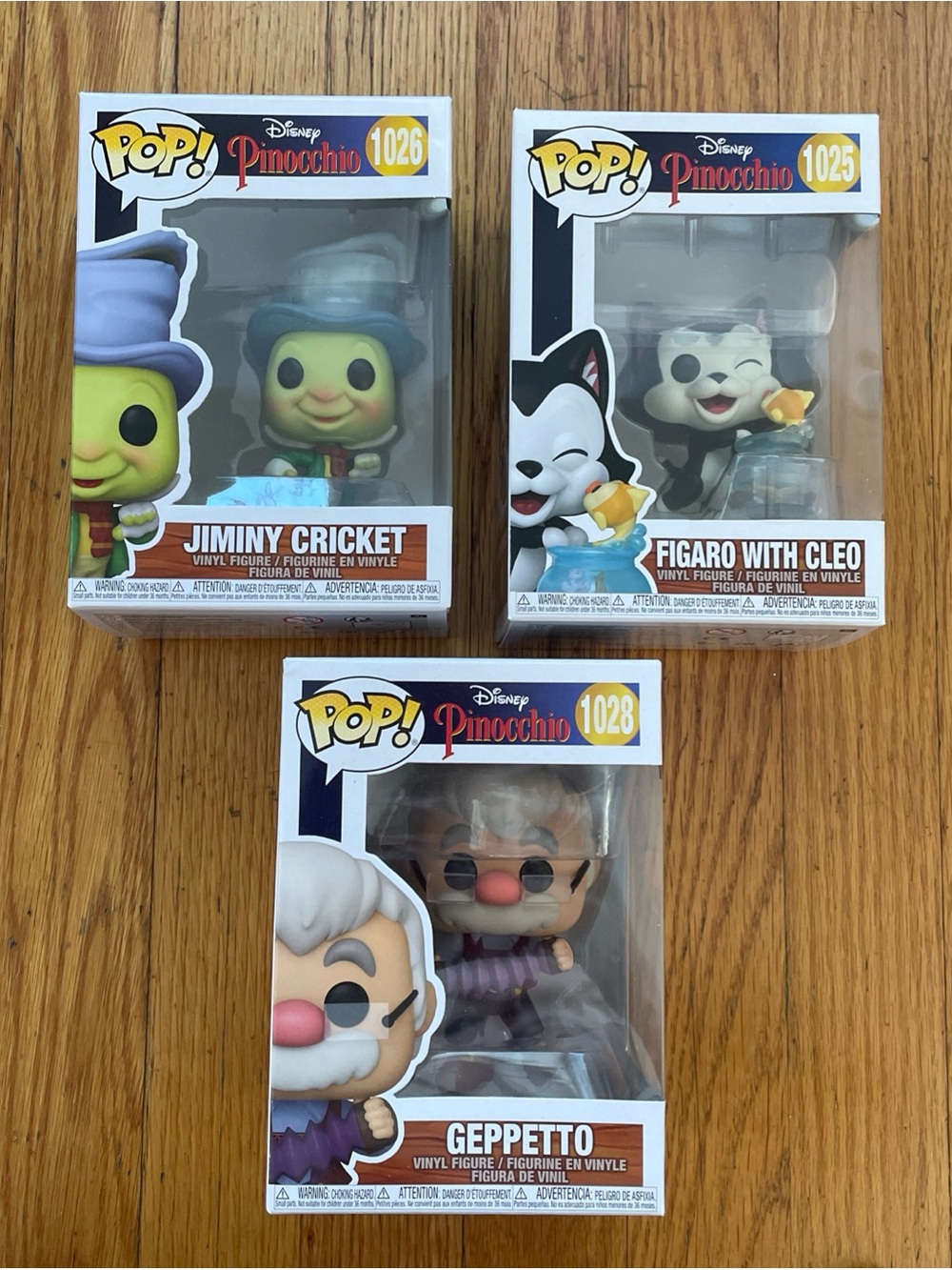 NIB** Funko Pop Pinocchio- Geppetto/Jiminy Cricket/Figaro With Cleo Lot